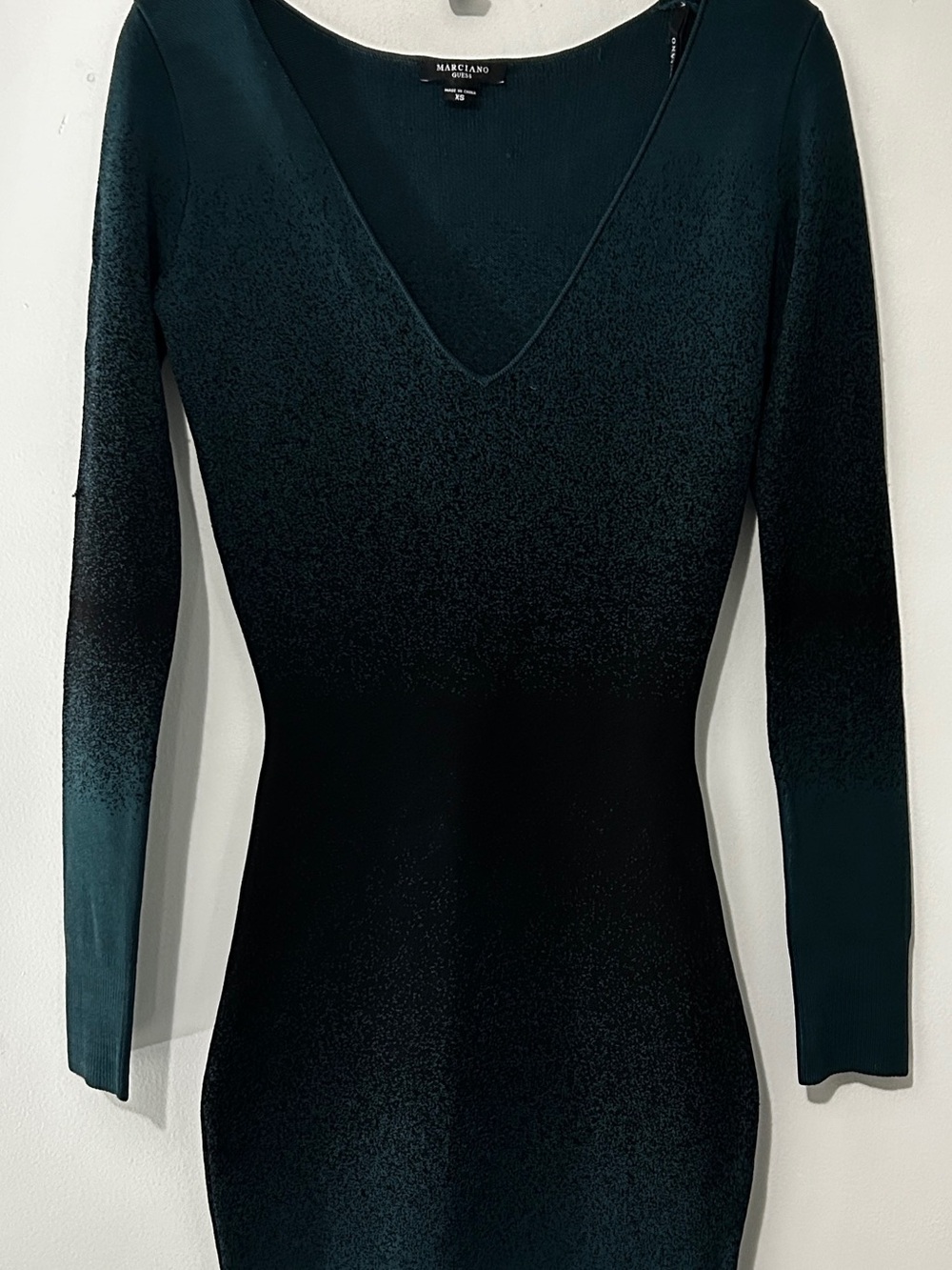 Guess by Marciano Teal V-Neck Long Sleeve Mini Dress